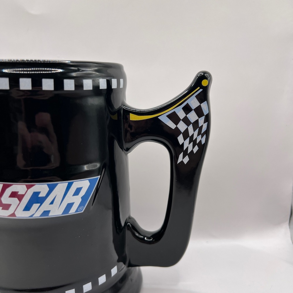 NASCAR 2003 Mug Tankard Style Black Racing Checkered Flag Handle - Picture 2 of 9